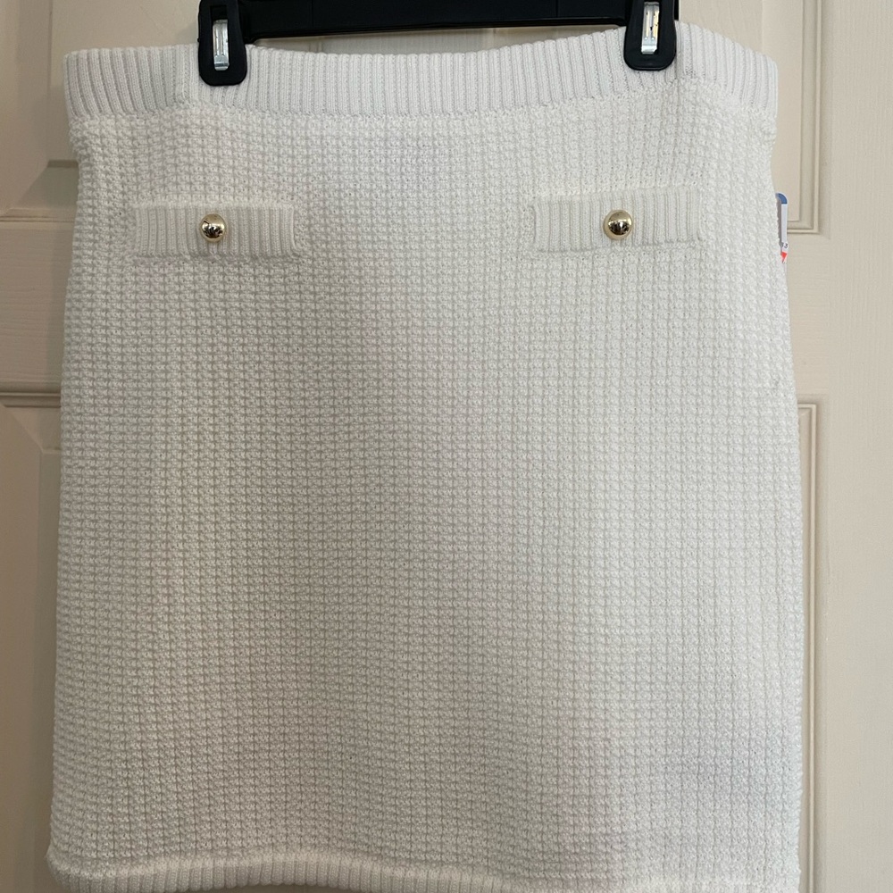 French Connection Textured White Pencil Skirt